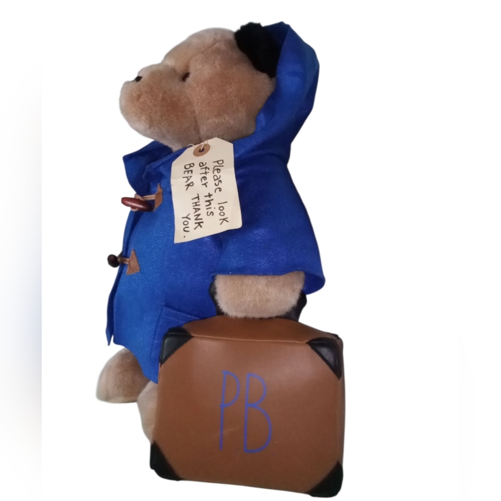 Beverly Hills Paddington Bear Plush Blue Coat, Suitcase and Tag 18" Tall 2022 - Picture 2 of 11